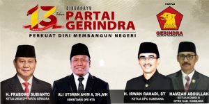 Ketua Komisi III DPRD Kab. Sumbawa  Hamzah Abdullah Mengucapkan Dirgahayu Partai GERINDRA Ke-13