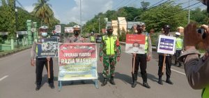 Ayo Pakai Masker !! Koramil Rasanae Melaksanakan Operasi Yustisi Gabungan bersama Polres Bima Kota di Wilayah Kota Bima.