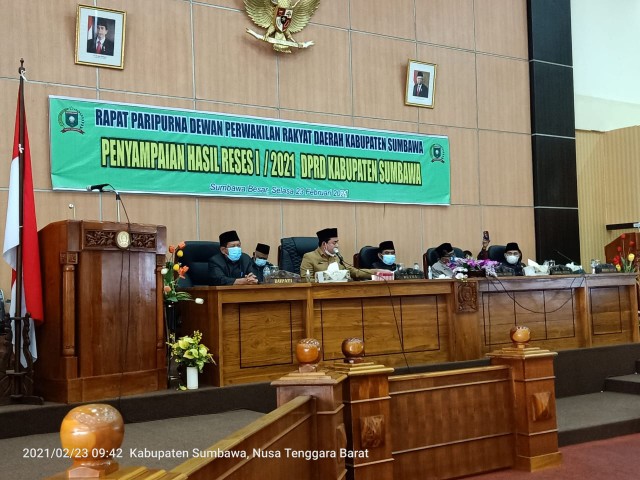 DPRD Kab. Sumbawa Gelar Sidang Paripurna Hasil Reses I Tahun 2021