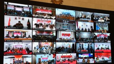 Rapat secara Virtual Presiden Bersama Kepala Daerah Se-Indonesia memberikan Pengarahan Terkait Penanganan Covid-19