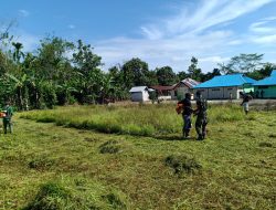 Satgas Yonif 512 Bangkitkan Kebersamaan Melalui Karya Bhakti Di Perbatasan Papua.
