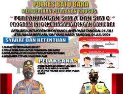 Khusus Bagi Masyarakat Batubara Yang Lahir Pada Tanggal 1 Juli, Polres Batubara Gratis kan Biaya Perpanjangan SIM A dan C
