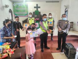 Bersama Lawan Corona, Satlantas Polres Sergai Berikan Himbauan Guru Minggu di Gereja GKPS Desa Pon