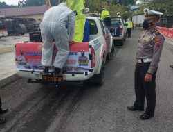 Sambut HUT Bhayangkara ke-75,Satlantas Polres Serdang Bedagai Laksanakan Penyemprotan Disenfektan Secara Massal