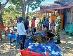 Personel Pos Salore Satgas Pamtas Yonif 742/SWY Kreatif Ajarkan Warga Buat Pupuk Organik