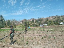 Personel Pos Satgas Pamtas Yonif 742/SWY Bantu Warga Pasang Pipa Air Bersih