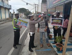Satuan Lalu Lintas Polres Batubara Edukasi Masyarakat Batubara Tentang Protokoler Kesehatan