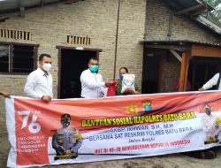 Dalam Rangka Menyambut HUT RI Ke 76, Satreskrim Polres Batubara Berikan Bendera Dan Bantuan Sosial Lainnya.