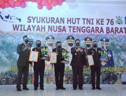 HUT TNI Ke-76, Korem 162/WB Berikan Penghargaan Kepada PJU dan Kapolres Terbaik jajaran Polda NTB