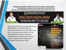 KSJ Jawa Timur Fokus Salurkan Bantuan Pangan Pasca Bencana Erupsi Gunung Semeru