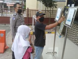 Penjagaan Sat Samapta Perketat Prokes masuki Mako Polres Batu Bara
