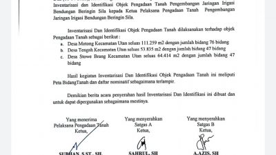 Inilah Pengumuman Hasil Inventarisasi dan Indentifikasi Objek Pengadaan Tanah Pengembangan JI BBS