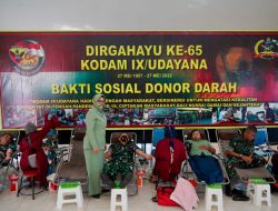 Sambut HUT Ke-65 Kodam IX/Udayana Tahun 2022, Korem 162/WB Menggelar Donor Darah