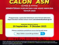 Penerimaan CPNS dan PPPK Kemenkumham Tahun 2023 Dibuka Hari Ini