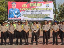Kapolres Langkat Pimpin Upacara Kenaikan Pangkat Pengabdian Personel