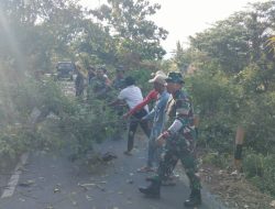 Danramil Prabar Pimpin Karya Bakti Aksi Bersih-bersih Jalan Umum Di Desa Mangkung