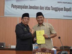 DPRD Sumbawa Gelar Paripurna Penyampaian Jawaban Bupati Sumbawa terhadap Pandangan Fraksi Soal LPJ Anggaran Tahun 2023
