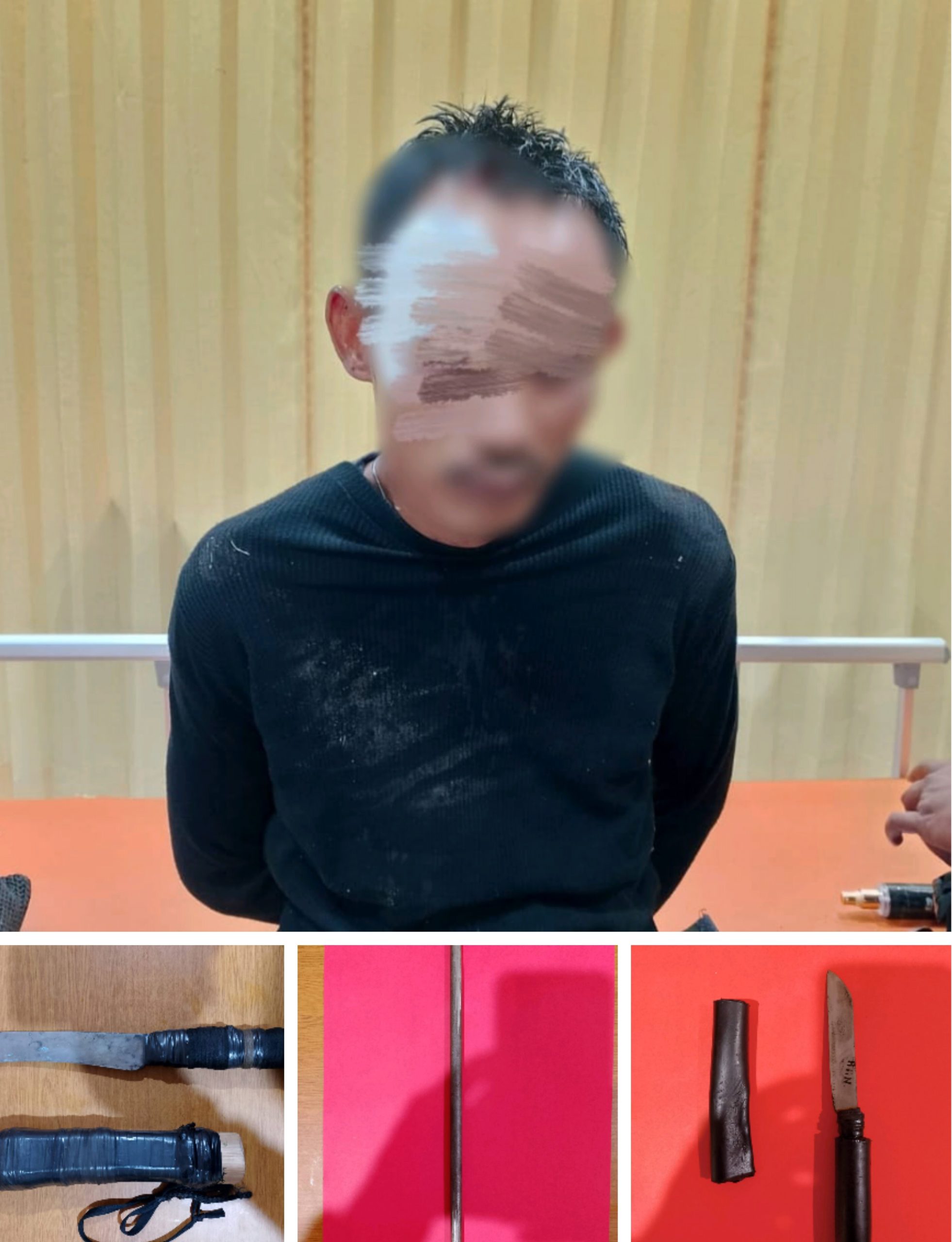 Membawa Sajam Dan Pengancaman Terhadap Masyarakat Seorang Pria Diamankan Polisi