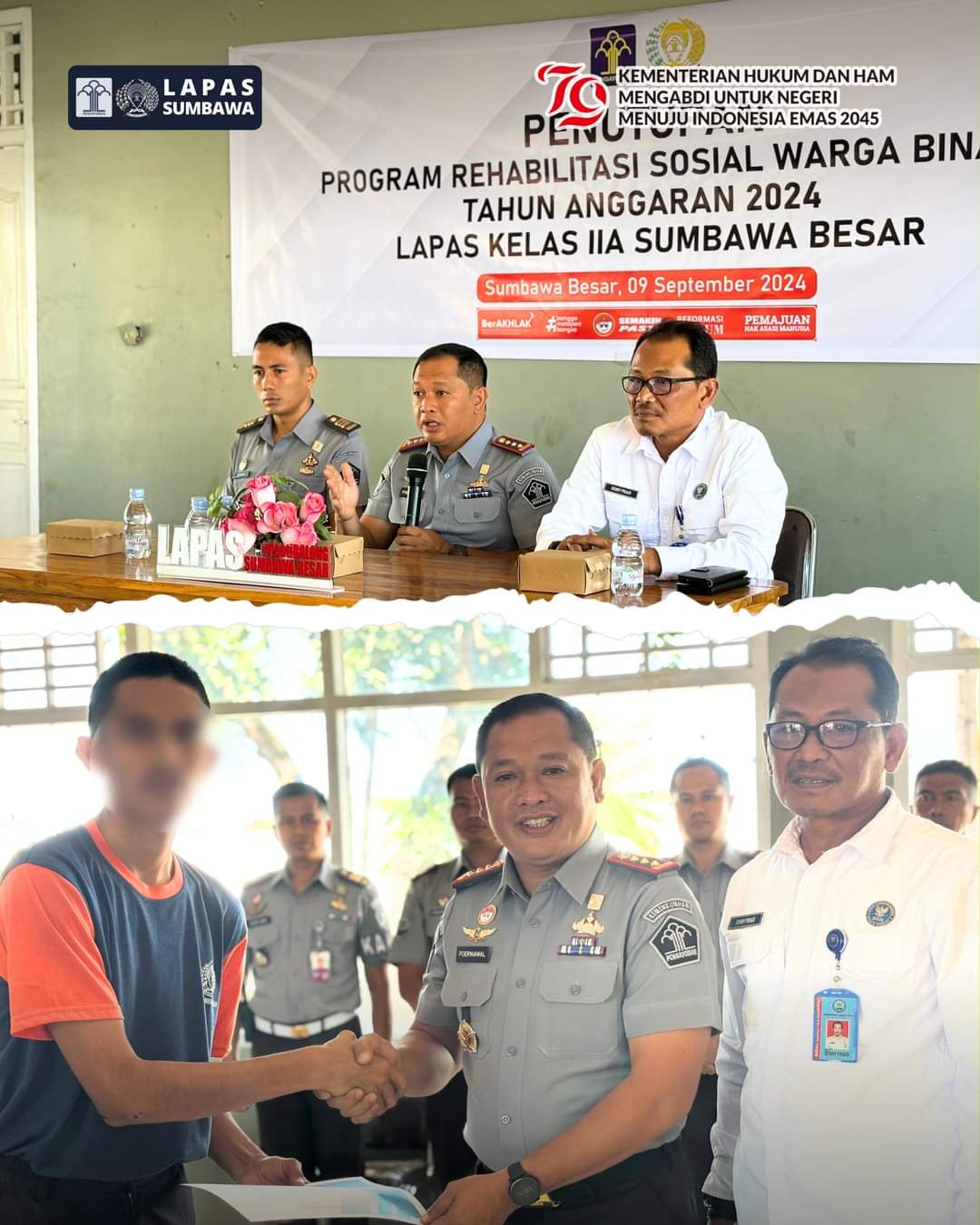 Program Rehabilitasi Sosial Bagi Wabin Lapas Sumbawa Ditutup