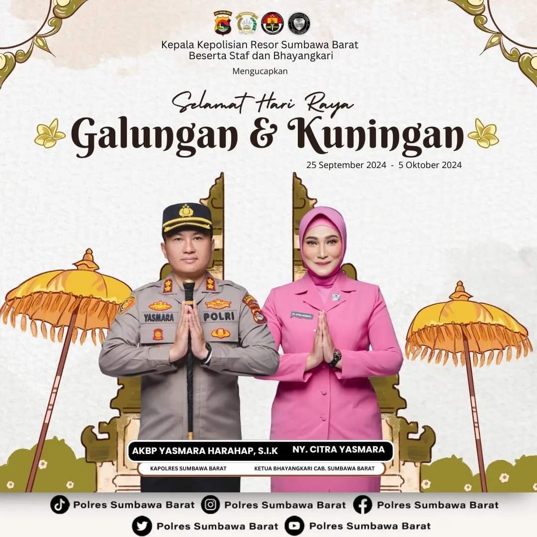 Keluarga Besar Polres Sumbawa Barat Mengucapkan Selamat Hari Raya Galungan dan Kuningan