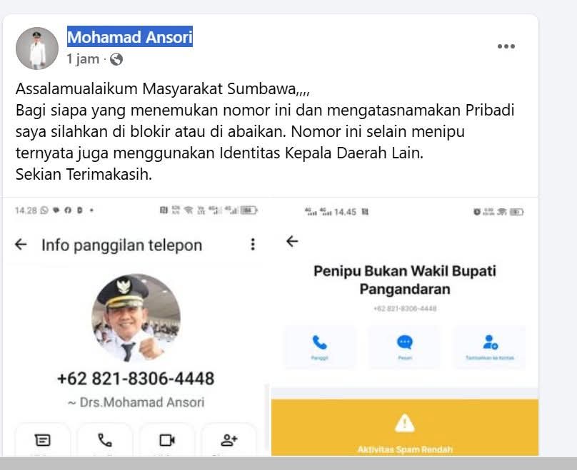 Wabup H. Ansori Ingatkan Waspada Modus Penipuan Mengatasnamakan Dirinya