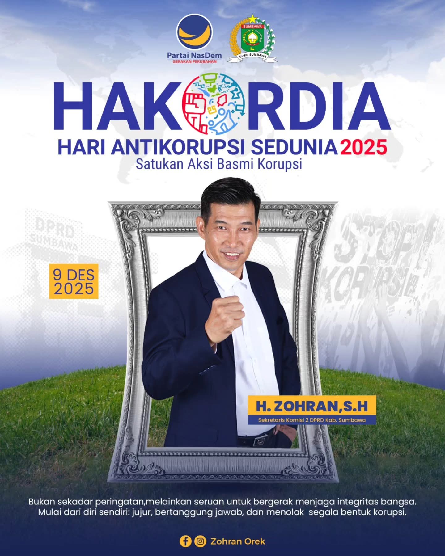 Sekretaris Komisi II DPRD Sumbawa Mengucapkan Selamat Hari Anti Korupsi Sedunia