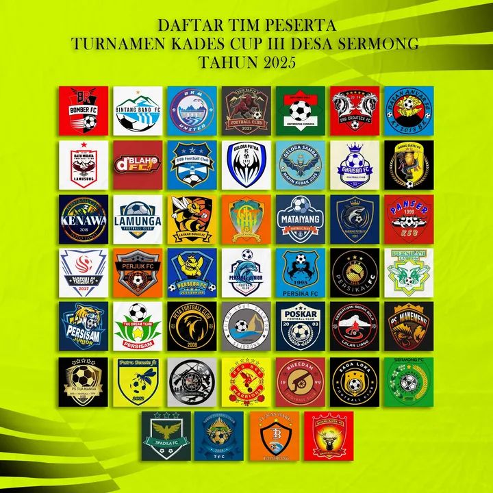 Daftar Tim Peserta Kades Cup III Desa Sermong tahun 2025