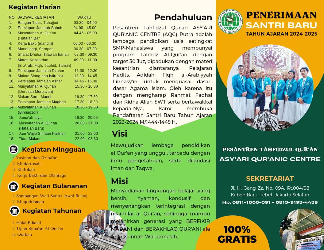 Profil Pondok Pesantren Tahfizul Qur'anic Centre Tebet Jakarta Selatan