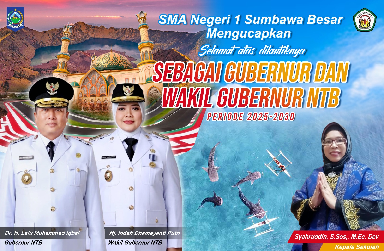 SMAN 1 Sumbawa Besar Mengucapkan Selamat Atas Pelantikan Gubernur dan Wakil Gubernur NTB Periode 2025-2030