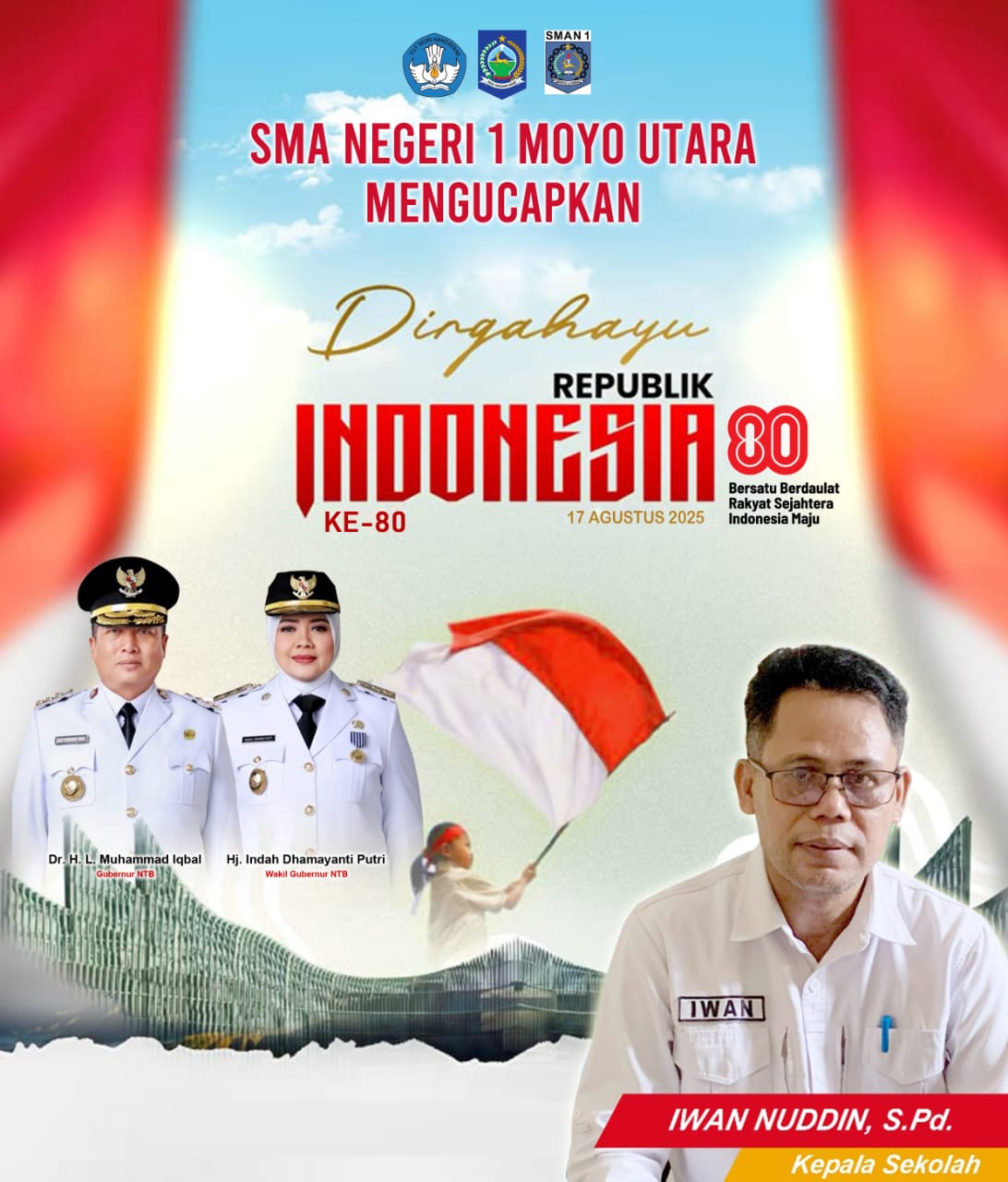 Keluarga Besar SMAN 1 Moyo Utara Mengucapkan Dirgahayu Republik Indonesia Ke 80