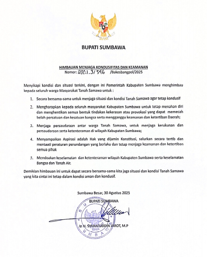 Himbauan Bupati Sumbawa 