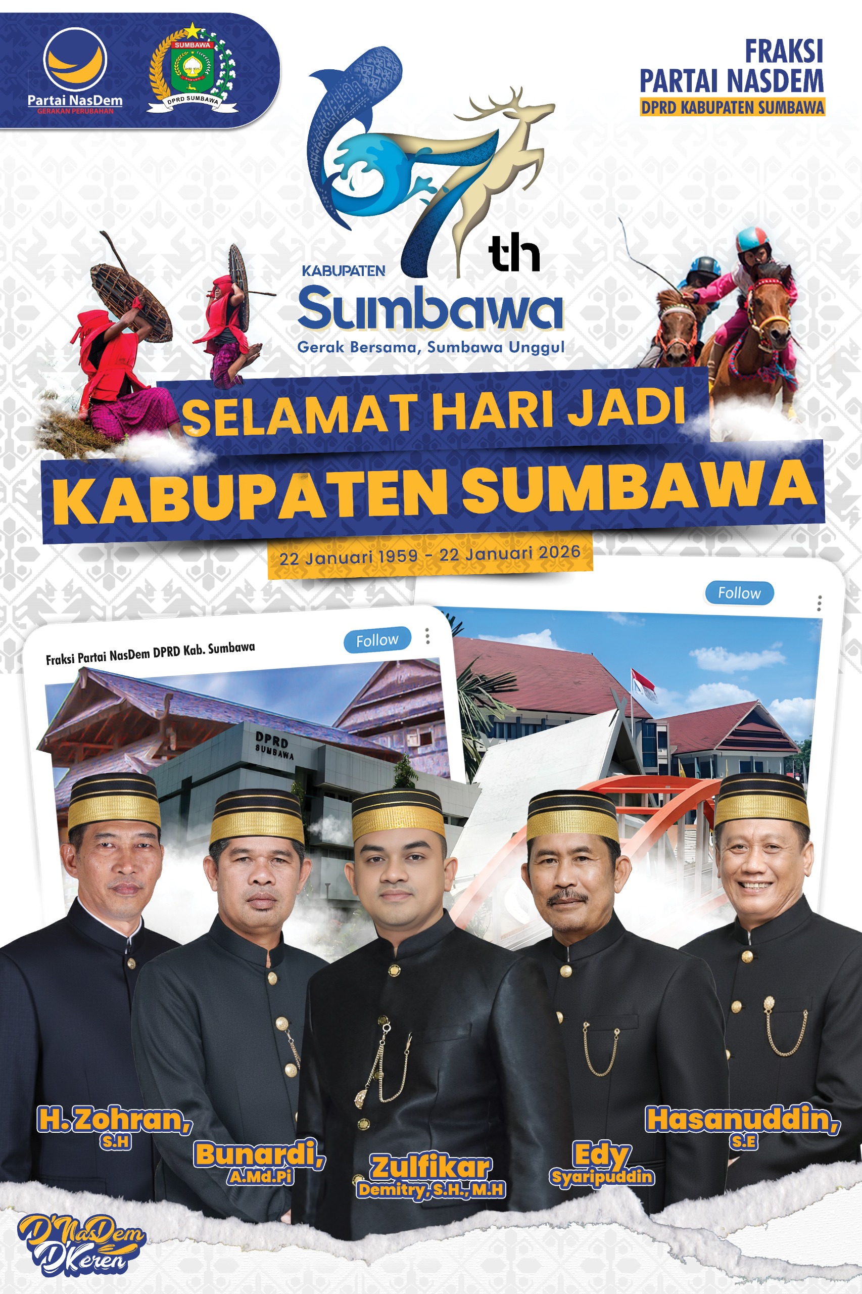 Fraksi Partai Nasdem DPRD Sumbawa Mengucapkan Dirgahayu Kabupaten Sumbawa ke 67