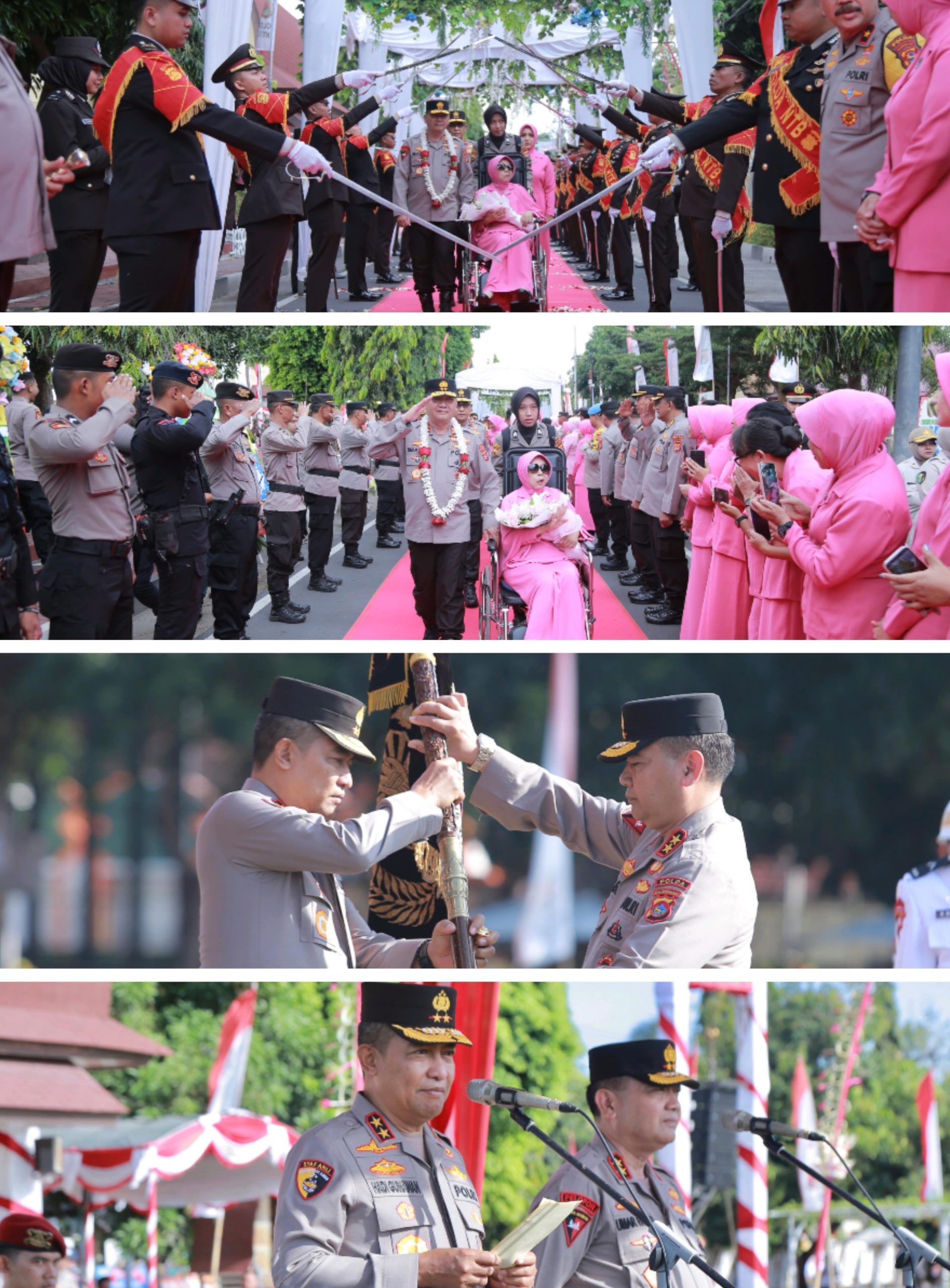 Serah Terima Pataka Pejabat Kapolda NTB dari Irjen Pol Umar Faruq kepada Irjen Pol Hadi Gunawan