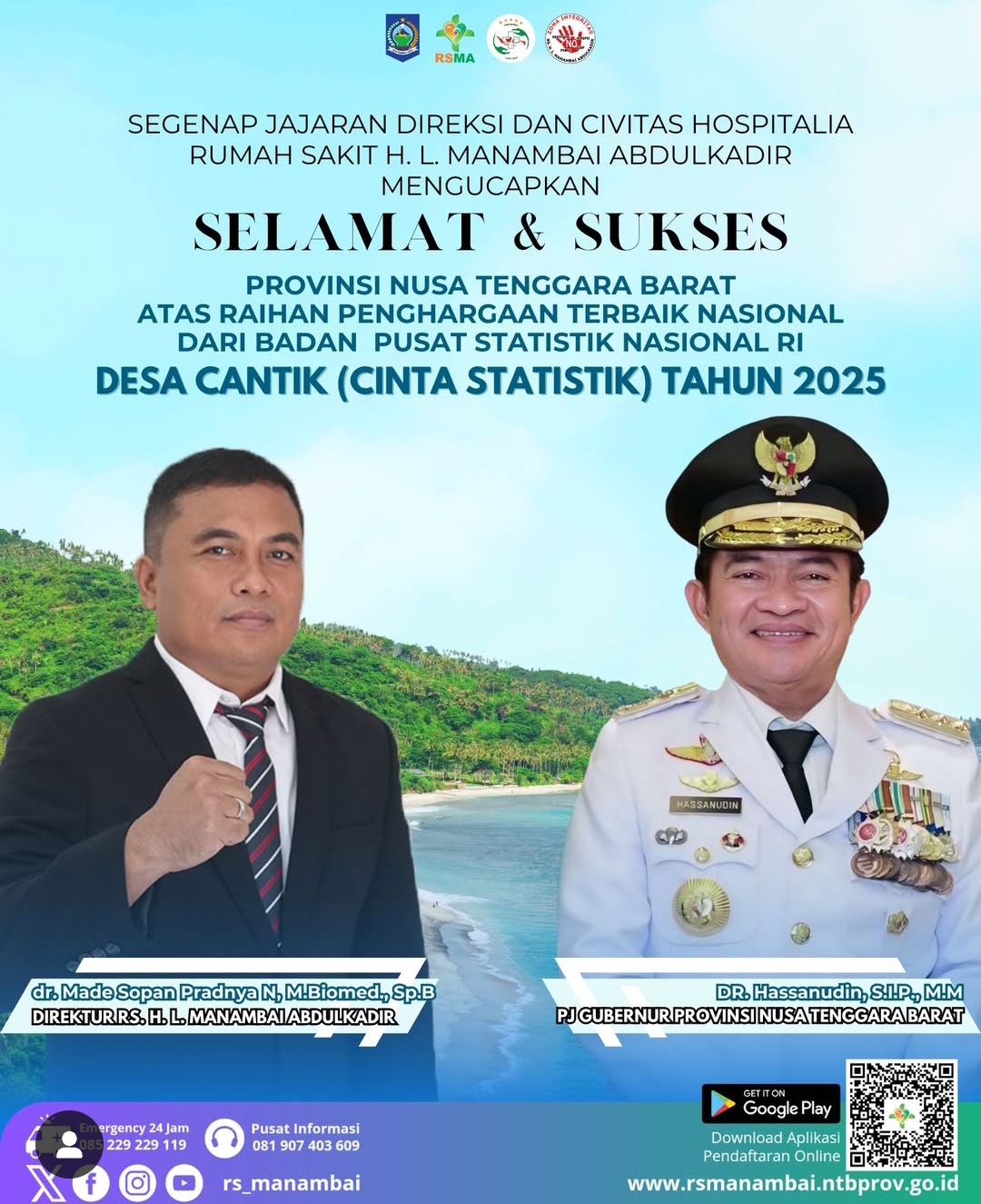 Segenap Direksi dan Civitas Hospitalia RSMA Mengucapkan Selamat & Sukses Atas Raihan Terbaik Nasional dari BPS RI Desa Cantik (Cinta Statistik) 2025