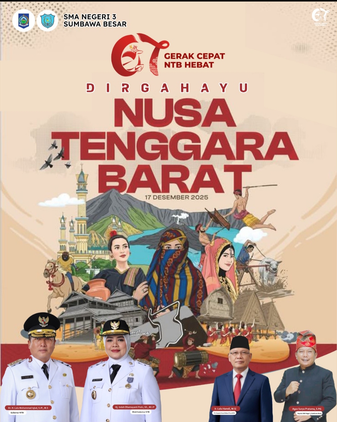 Keluarga Besar SMAN 3 Sumbawa Besar Mengucapkan Dirgahayu NTB ke 67